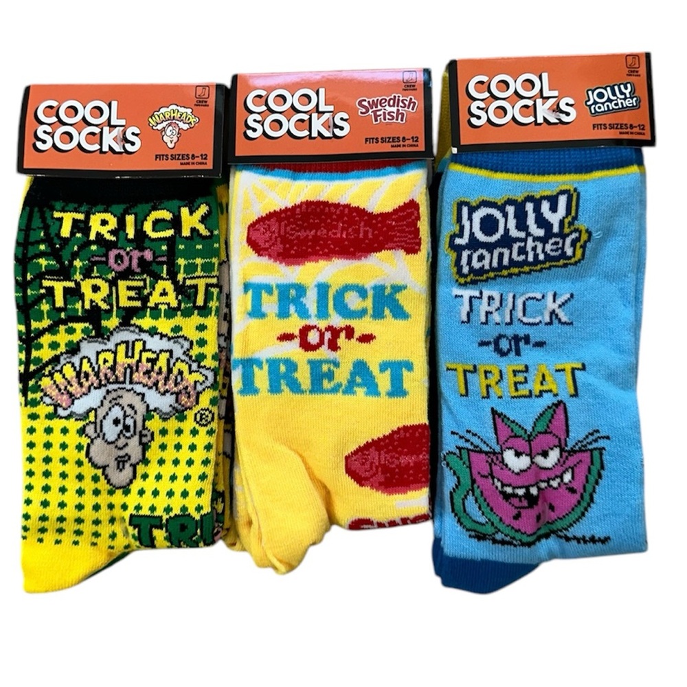 Cool Socks Candy 6 Pairs NWT Warheads Swedish Fish Jolly Rancher Halloween Fall
